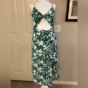 Mahina Green and White Floral Cutout Dress size L
